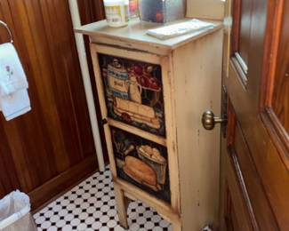 Rustic Wooden Cabinet with a Country Print