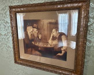 Nicely Framed Rosendale Print of the "Checkers Match"