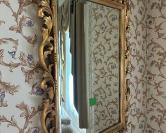 Ornate Baroque/Hollywood Regency style Gilt Wood Mirror