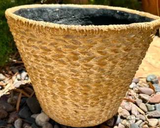 Woven Basket-Texture Cast Cement Planter