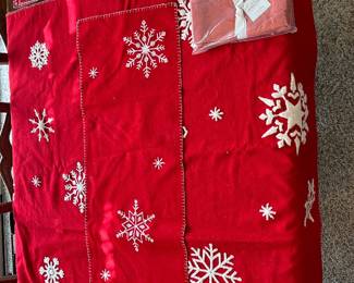 pottery barn Christmas table linens lot