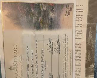 Signed and CERT OF AUTHENTICITY Art Thomas Kinkade painting