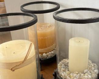 restoration hardware hurricane candle set. cast iron