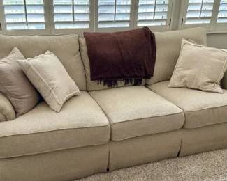 La-Z-Boy "McClary" Slipcovered / Skirted Three-Seat Sofa