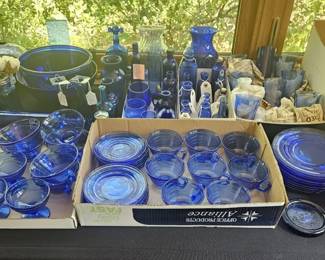 Blue depression glassware