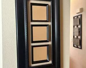 Contemporary Black & Silver Geometric Wall Décor with Three Square Accents
