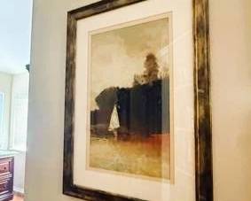 Large Framed Coastal Landscape Print | Sailboat Wall Art in Decorative Wood Frame
