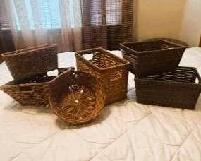 Assorted Woven Wicker Storage & Decorative Baskets