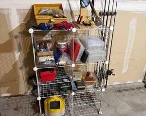 Fishing Tackle & Gear Lot | Rods, Reels, Tackle Box, Line, Lures, Accessories & Storage Rack
