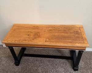 Rustic Wood Bench / Coffee Table with Black Trestle Base