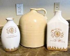 Vintage Decorative Stoneware Jug & Bordeaux Ceramic Bottles | Rustic Farmhouse Kitchen Décor | Set of 3