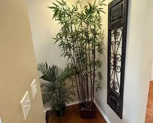 Tall Artificial Bamboo Plant in Black Planter – Decorative Faux Greenery