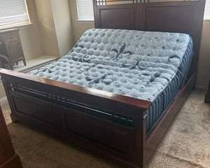 Stearns & Foster Estate Collection Adjustable King Bed | Electric Adjustable Mattress & Wood Bed Frame with Remotes