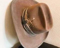 Miller Bros. Western Felt Cowboy Hat | Brown Wide Brim Hat with Feather Band | Size 6 7/8
