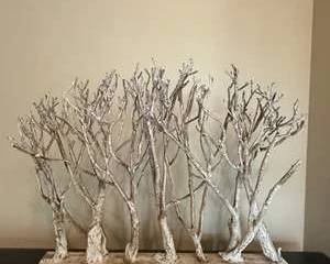 Contemporary Silver Forest Sculpture | Decorative Metal Tree Art | Modern Tabletop Centerpiece Home Décor