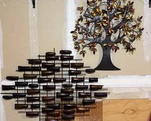 2 Metal Wall Art Sculptures | Tree of Life & Abstract Modern Wall Décor | Rustic Contemporary Home Accents