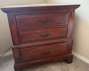 Broyhill 3-Drawer Wood Nightstand / Bedside Chest – Dark Cherry Finish
