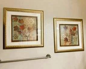 Pair of Star Creations Framed Floral Botanical Prints – Gold Frames – Made in USA
