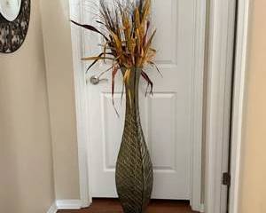 Tall Decorative Floor Vase with Artificial Floral & Branch Arrangement