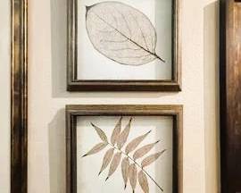 Matching Pair of Botanical Framed Wall Art Prints | Pressed Leaf Nature Décor | Set of 2