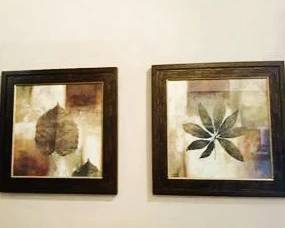 Matching Pair of Framed Botanical Leaf Prints | Contemporary Nature Wall Art | Set of 2