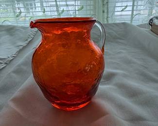 Amberina Crackle Glass Pitcher