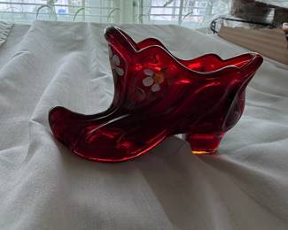 Fenton Art Glass Ruby Red Shoe