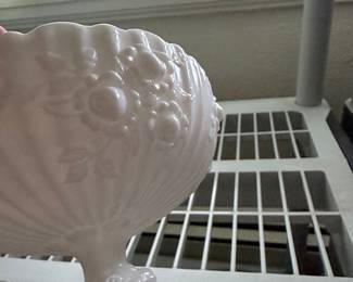 Fenton Milk Glass Cabbage Rose Compote