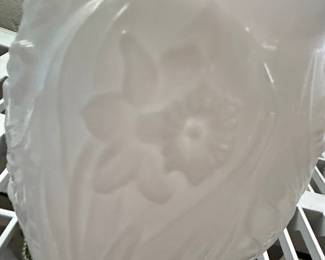 Fenton Milk Glass Daffodil Vase with Ruffled Rim