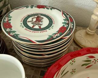 Tienshan Deck The Halls Eleven Pipers Piping Plates