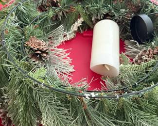 Artificial Pine Wreath with LED Candle Ring