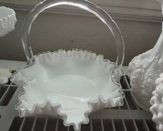 Fenton Silver Crest Milk Glass Basket