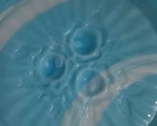 Fenton Blue Cabbage Leaf Slag Glass Candy Dish