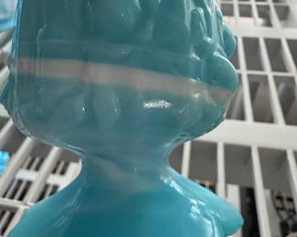 Fenton Blue Slag Glass Swung Vase