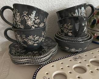 Temp-tations Floral Lace Black 12oz Footed Mugs