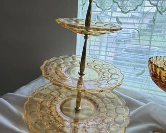 Amber Glass Three-Tier Server, Bartlett Collins