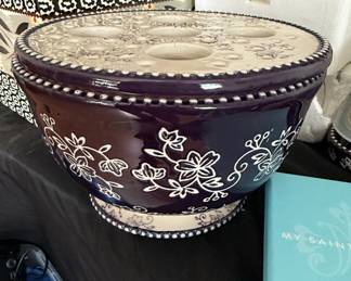 Temp-tations Floral Lace Cobalt Blue 6" Potpourri Jar with Lid