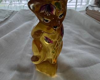 Fenton Amber Glass Bear Figurine