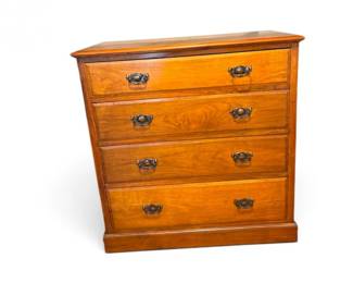 133 Wood4DrawerChestwBrassToneHardware