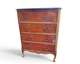 21 VintageFrenchProvincialStyleBurlWood4DrawerChest