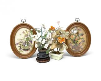 78 GemArtAgateFloralPicturesGemstoneTrees4Pieces