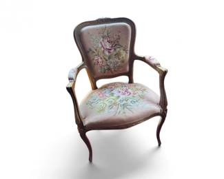 13 VintageFrenchStyleNeedlepointUpholsteredArmChair
