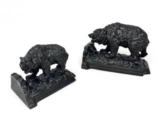 69 PairofBlackCeramicBearFiguresonDecorativeBases