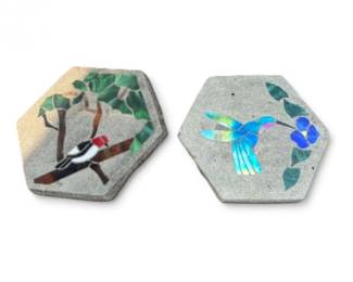 47 2HexagonalStoneGardenSteppingStonesBirdHummingbirdInlay