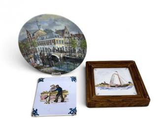 97 HollandDecorativeTileArtKoosvanLoonHaarlemPlate3Pcs