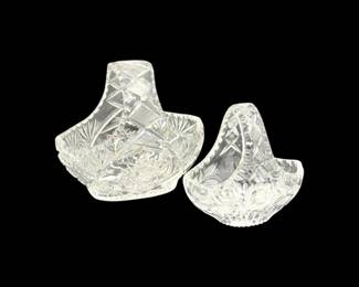 98 CutCrystalGlassBasketBowlswHandles2Pcs