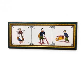 67 FramedHandPaintedCeramicTilePanelFiguralScenes