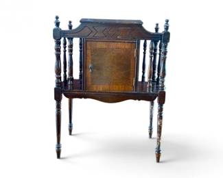 32 VintageWoodSmokingStandwCopperLinedCabinet