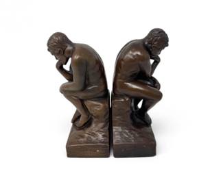 63 TheThinkerStyleCeramicBookendsBronzeFinish2Pieces