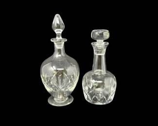 132 Setof2CutGlassDecanterswStoppers